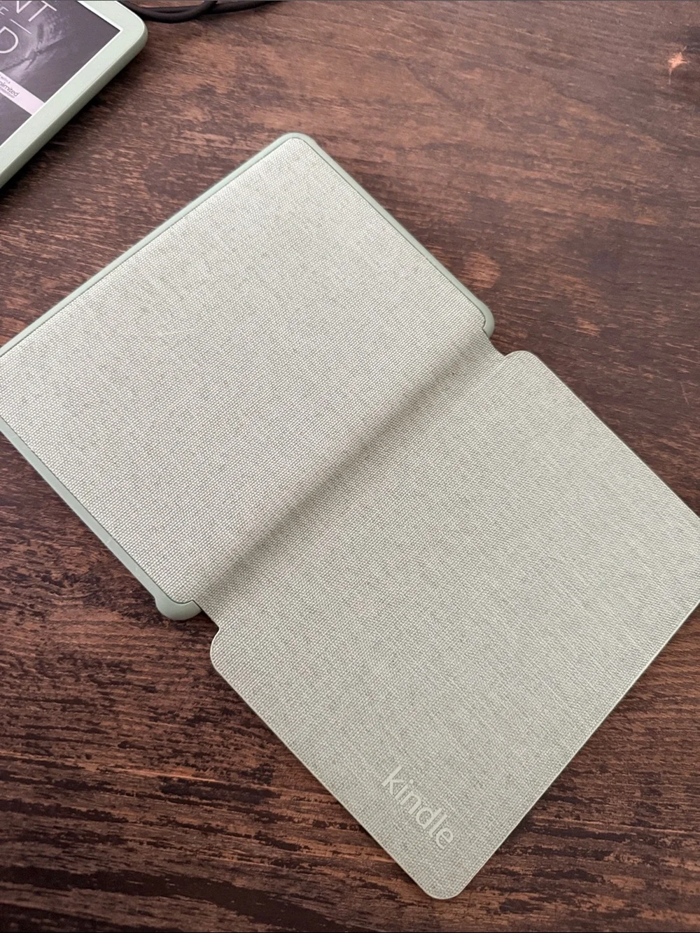 Amazon Kindle in Sage Green with Black USB Cable